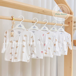 Áo Sơ Sinh Dài Tay Cài Lệch Chất Cotton Siêu Mềm, Mát Cho Bé Trai, Bé Gái Sơ Sinh (Size 0-3M đến 6-9M)