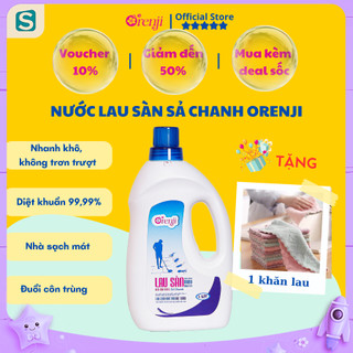 Nước lau sàn tinh dầu sả chanh đuổi côn trùng - nhà sạch mát, nhanh khô, không trơn trượt Orenji 1L