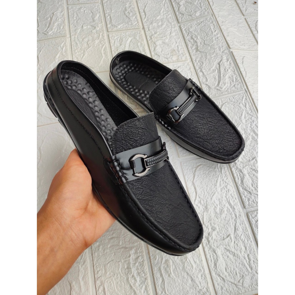 Shoes Nam-Giày Sục Nam-Giày Mọi Hở Gót-M022 Thiết Kế Sang Trọng-Đế Khâu Chắc Chắn,Da Mềm Êm Chân-Hàn