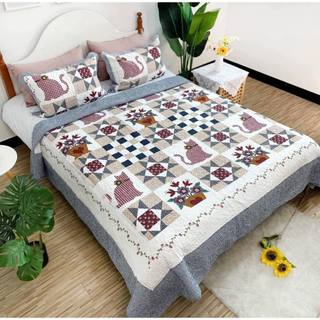 Set ga gối quilt cotton chần bông tự nhiên