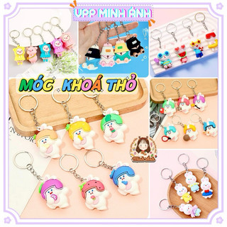 Móc khóa hình thỏ dễ thương theo chủ đề, móc khóa thỏ trái cây, móc khóa heo con xinh xắn treo balo, túi xách