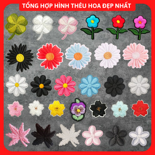  Sticker Ủi Thêu Hình Hoa có keo ủi sẵn dùng làm miếng dán áo rách trang trí balo quần áo 