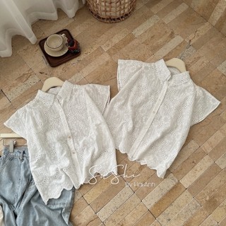 Áo sơ mi thô vai ren cổ đức, chất mềm, hàng QCCC, sơ mi thô siêu mát, sơ mi nữ trẻ trung, xinh đẹp, mẫu freesz 40/55kg