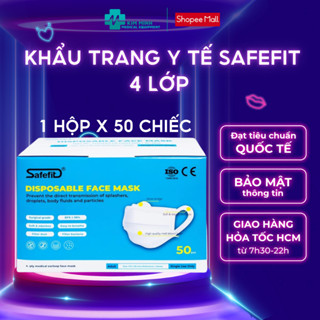 Khẩu trang y tế VRT 4 lớp màu xanh/màu trắng hộp 50 chiếc quai vải mềm không gây đau tai