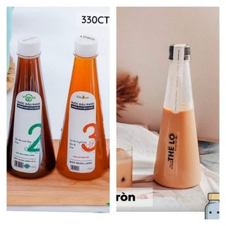 [GIÁ SỈ]SET 50 CHAI NHỰA TAM GIÁC TRÀ SỮA 330ML-CHAI TRÀ SỮA-ĐÃ KÈM NẮP