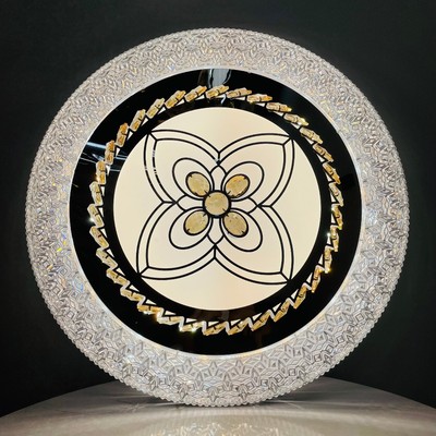 Đèn ốp trần MONSKY GALO loại 50cm 3 màu sáng cao cấp làm từ kim loại sơn tĩnh điện và pha lê chuẩn
