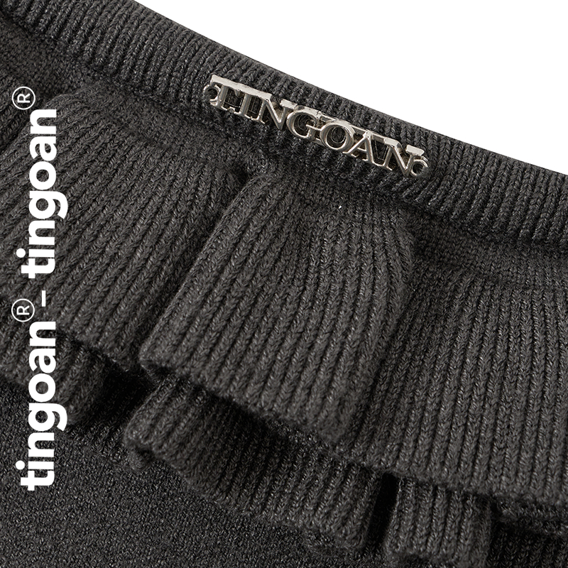 TINGOAN® - Áo len xù xám trễ vai phối hai bèo XING XING TOP/GR | BigBuy360 - bigbuy360.vn