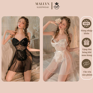 Váy ngủ phối nơ ngực mallyn siêu xinh ml8843