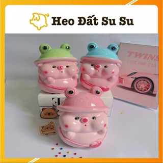 Heo đất tiết kiệm Heo đội Mũ Ếch mini cực cute, ống tiết kiệm tiền/ Heo Đất Su Su