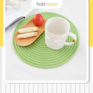 Tấm lót decor, tấm lót ấm trà, đế lót nồi, đĩa sợi vải màu đậm 24cm, 30cm - Hatimoon