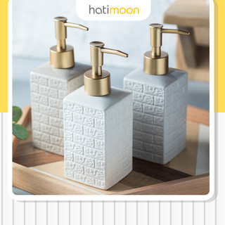 Bình sứ đựng nước rửa tay, sữa tắm, dầu gội cao cấp Hatimoon - HCN ô gạch