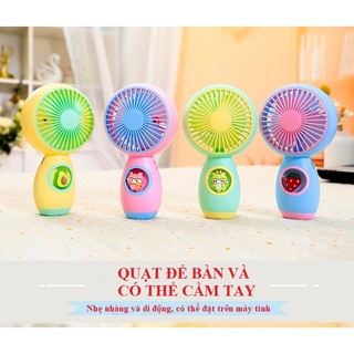 Quạt tích điện mini cầm tay để bàn nhỏ gọn 3 tốc độ gió N9 có pin sạc đi kèm