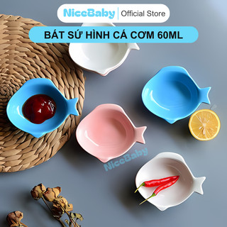 Bát Sứ Ăn Dặm Hình Cá Cơm Nhỏ 60ml Dễ Thương Nhiều Màu Cho Bé NiceBaby