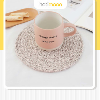 Tấm lót decor, tấm lót ấm trà, đế lót nồi, đĩa sợi vải 24cm, 30cm - Hatimoon