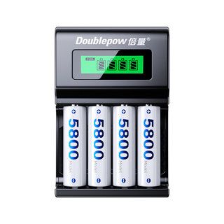 Sạc UK93B Đầu USB và 4 Pin Sạc NiMh AA 3200mAh 1.2V MiCro Karaoke Doublepow 2A  Báo Đầy Tự Ngắt