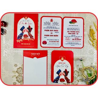 Thiệp cưới Chibi ngộ nghĩnh 13SL01 (nhận in >100)
