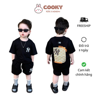 Set bộ quần áo cộc tay MBLb in Logo Yellow cho bé trai chất cotton co giãn thoáng mát, thấm hút mồ hôi COOKY KIDS