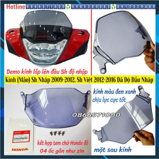 Kính Chắn Gió (Mão) Chịu Lực Gắn Sh Ý 2009 -2012, Sh Việt 2012 – 2016 Đã Độ Đầu Nhập Nhựa Cao Cấp