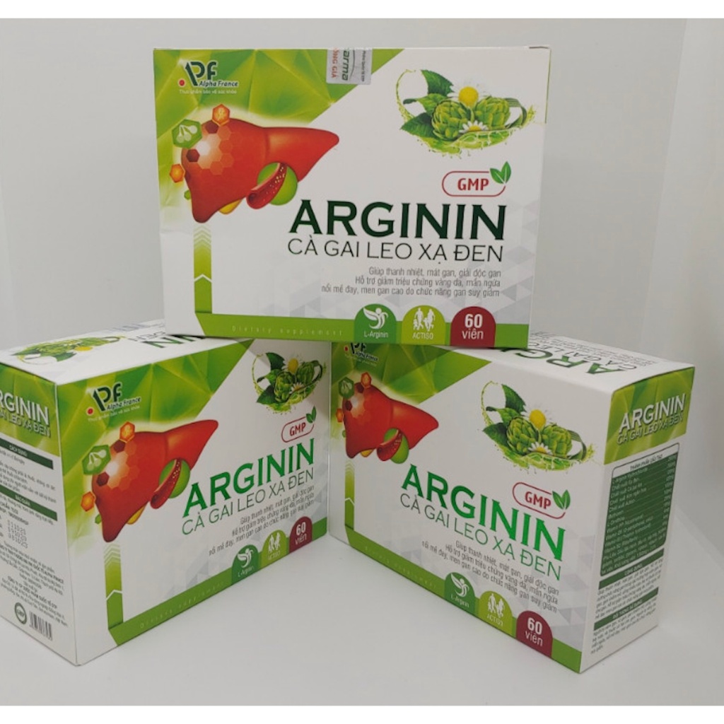 Viên uống bổ gan Arginin (Hộp xanh lá) Cà gai leo xạ đen - actiso (hộp 60 viên) - Chính Hãng