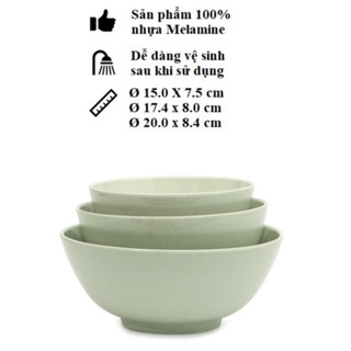 Tô tròn to đựng bún phở nhựa Melamine vân cát xanh nhiều Size