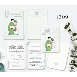 THIỆP CƯỚI CHIBI DÂU RỂ 13SL09 (NHẬN IN>100 THIỆP)