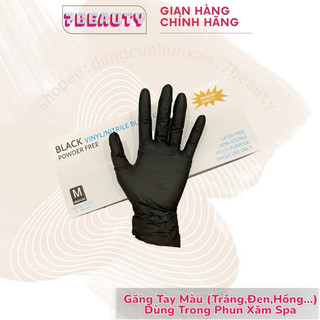 [10-25-50Đôi]Găng Tay Đen Y Tế Không Bột Dùng Trong Spa và Phun Xăm Thẩm Mỹ