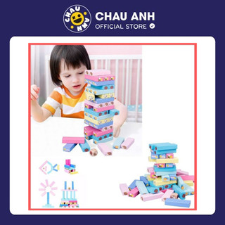 [Sale Khủng] Bộ đồ chơi rút gỗ 51 thanh in hình ngộ nghĩnh nhiều màu sắc cỡ lớn - trò chơi gắn kết gia đình