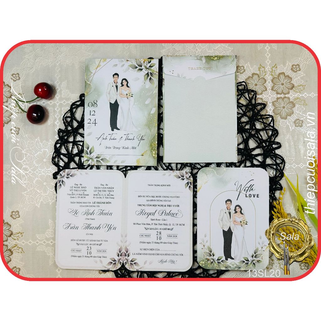 THIỆP CƯỚI CHIBI DÂU RỂ 13SL20 (NHẬN IN>100 THIỆP)