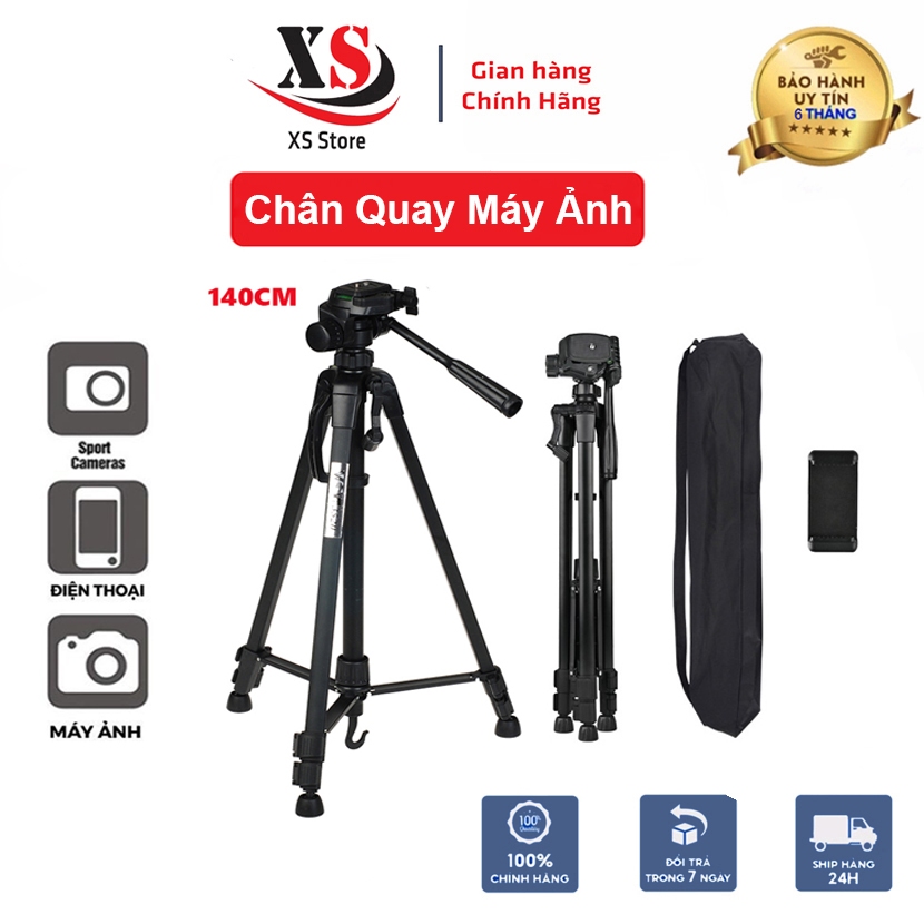 Chân Quay, Tripods Máy Ảnh T-3520/T360, Chân Nhôm Chắc Chắn + Tặng Túi Đeo Kẹp ĐT - XS Store