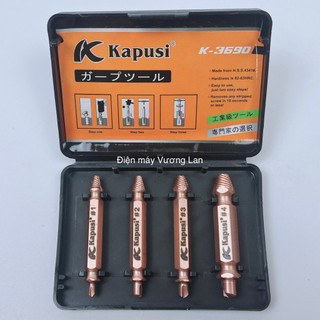 Bộ 4 mũi khoan tháo vít toét, ốc gãy 2 đầu Kapusi Japan, bộ mũi khoan tháo ốc vít bị hỏng, rỉ sét