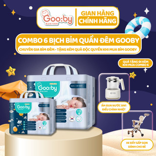 Combo 6 bịch Tã/bỉm quần Gooby Premium-Chuyên gia bỉm đêm, chống trào 12h, size M/L/XL/XXL