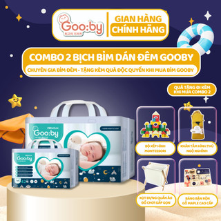  Combo 2 bịch Tã/bỉm dán Gooby Premium ban đêm, siêu thấm hút, chống trào 12h, size NB/S/M