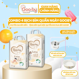 Combo 4 bịch Gooby quần siêu mỏng mềm, thấm hút tốt size M/L/XL/XXL/XXXL cho bé từ 6kg-25Kg