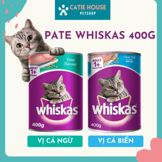 (Hoả Tốc_Combo 12) Pate Whiskas Mèo Lớn, Mèo Con Lon 400g Vị Cá Biển, Cá Ngừ Pate Whiskas Gói 80g Mèo Con, Mèo Lớn