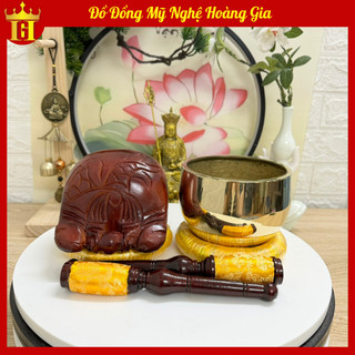 Bộ chuông mõ tụng kinh tại gia 5in tương đương kích thước 12cm