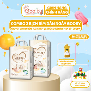  Combo 2 bịch Tã/bỉm dán Gooby mềm mại, siêu thấm hút size NB/S/M cho bé từ 4kg - 14kg