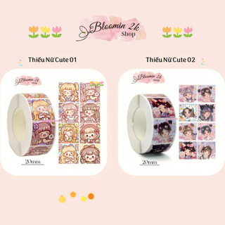  Cuộn 500 Sticker Nhãn Dán Thiếu Nữ Cute Bloomin2k Cực Xinh Cực Iu Trang Trí Siêu Tiện Lợi