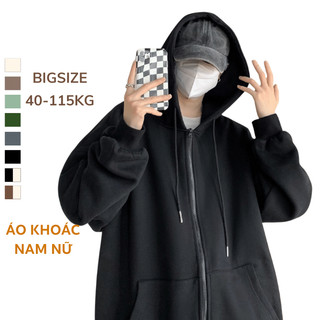 Áo khoác Nam Nữ Bigsize 40-115kg Dây Kéo Mũ To Trùm Đầu Sói