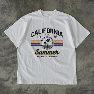Áo thun unisex nam nữ California Beach vintage form rộng 100% cotton 250gsm