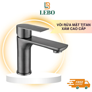 Vòi rửa mặt titan xám vòi lavabo gắn chậu cao cấp lebo