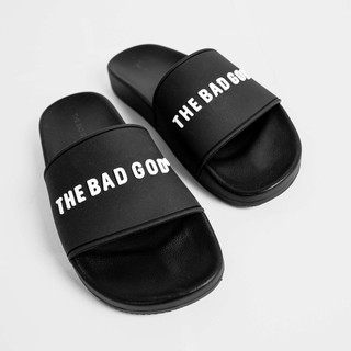 Dép quai ngang slipper The Bad God Basic fullbox chữ trắng X01 Black