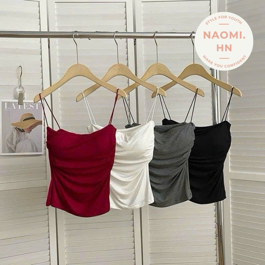 Áo 2 dây 2 lớp có mút ngực phối dây rút 2 bên eo điệu. Áo bra tôn dáng kiểu rút 2 bên tạo phồng. | BigBuy360 - bigbuy360.vn