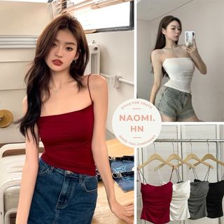 Áo 2 dây 2 lớp có mút ngực phối dây rút 2 bên eo điệu. Áo bra tôn dáng kiểu rút 2 bên tạo phồng.
