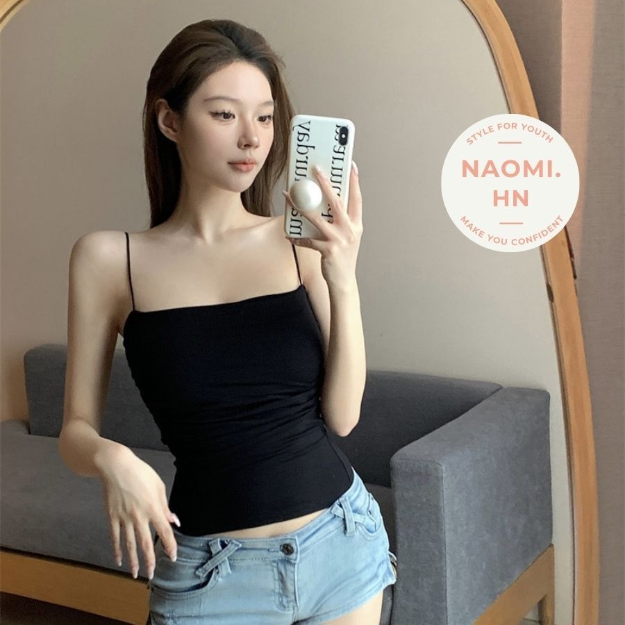 Áo 2 dây 2 lớp có mút ngực phối dây rút 2 bên eo điệu. Áo bra tôn dáng kiểu rút 2 bên tạo phồng. | BigBuy360 - bigbuy360.vn