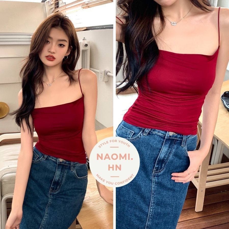 Áo 2 dây 2 lớp có mút ngực phối dây rút 2 bên eo điệu. Áo bra tôn dáng kiểu rút 2 bên tạo phồng. | BigBuy360 - bigbuy360.vn