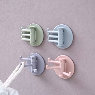 Móc nhựa dán tường 3 nhánh kèm miếng dính tường 3in1 tiện lợi móc xoay 180 treo đồ đa năng