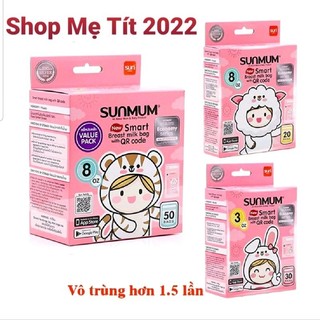 Hộp 50 Túi Trữ Sữa Sunmum Nhập Khẩu Thái Lan 3 Khóa Zip Chắc Chắn 100ml, 150ml, 250ml