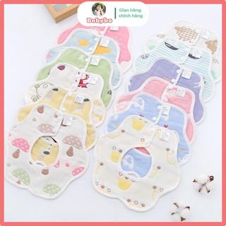 Yếm tròn xoay 360 độ giữ ấm cổ và ngực chất liệu xô Organic 6 lớp nền màu mềm mại cho bé từ 0-2 tuổi