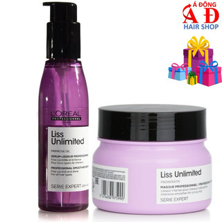 [L'oreal] Tinh dầu + Kem ủ dưỡng tóc Loreal Liss Unlimited Serum suôn mượt chống xơ rối