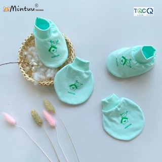 Bao tay bao chân sơ sinh, bao tay chân bo màu vải 100% cotton, hiệu MINTUU - 3041